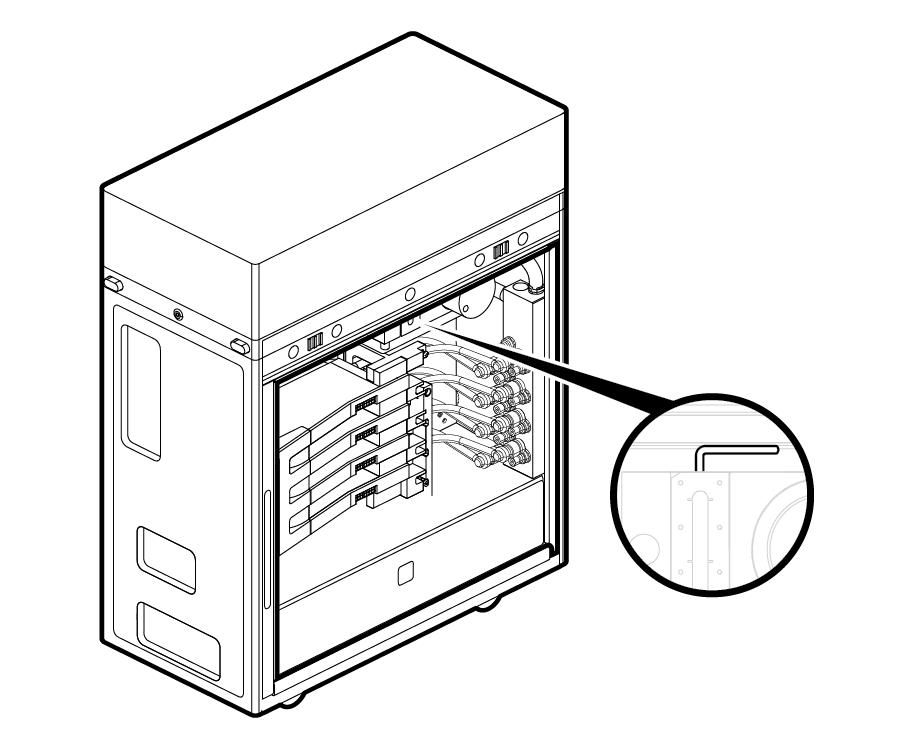 Line drawing showing the filler cap of the GPU cooling system being removed.