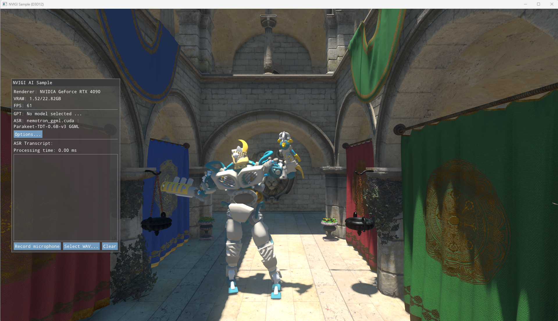 The 3D sample with an offline Parakeet model selected