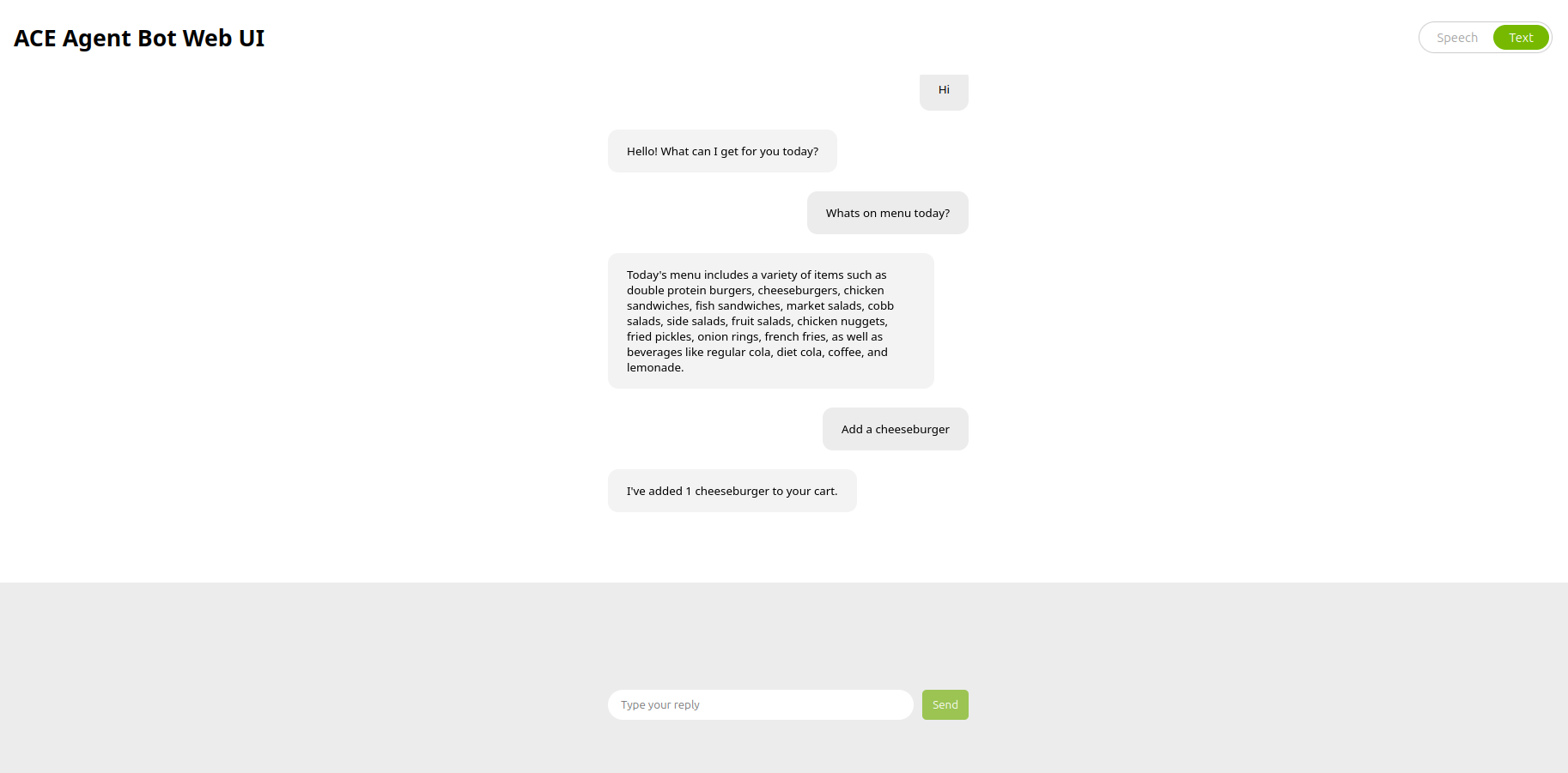 Food Ordering Bot ACE Agent