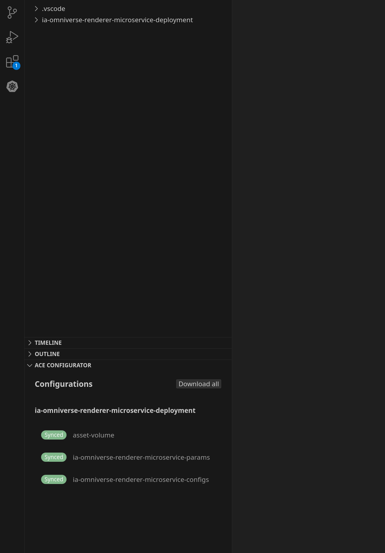 VS Code after the app has been setup and all configurations have been downloaded