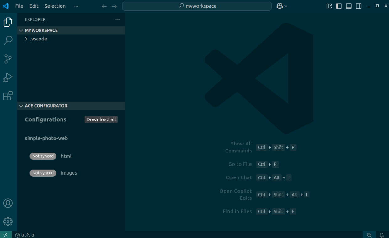 A screenshot of the extension's configurations screen. The panel contains a button "Download all", and two configurations that are not synced yet