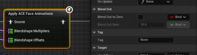 Apply ACE Face Animations Blend Out parameters