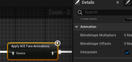 Apply ACE Face Animations Interpolate parameter
