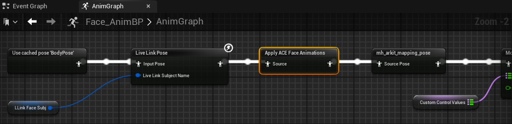 Apply ACE Face Animations animgraph node
