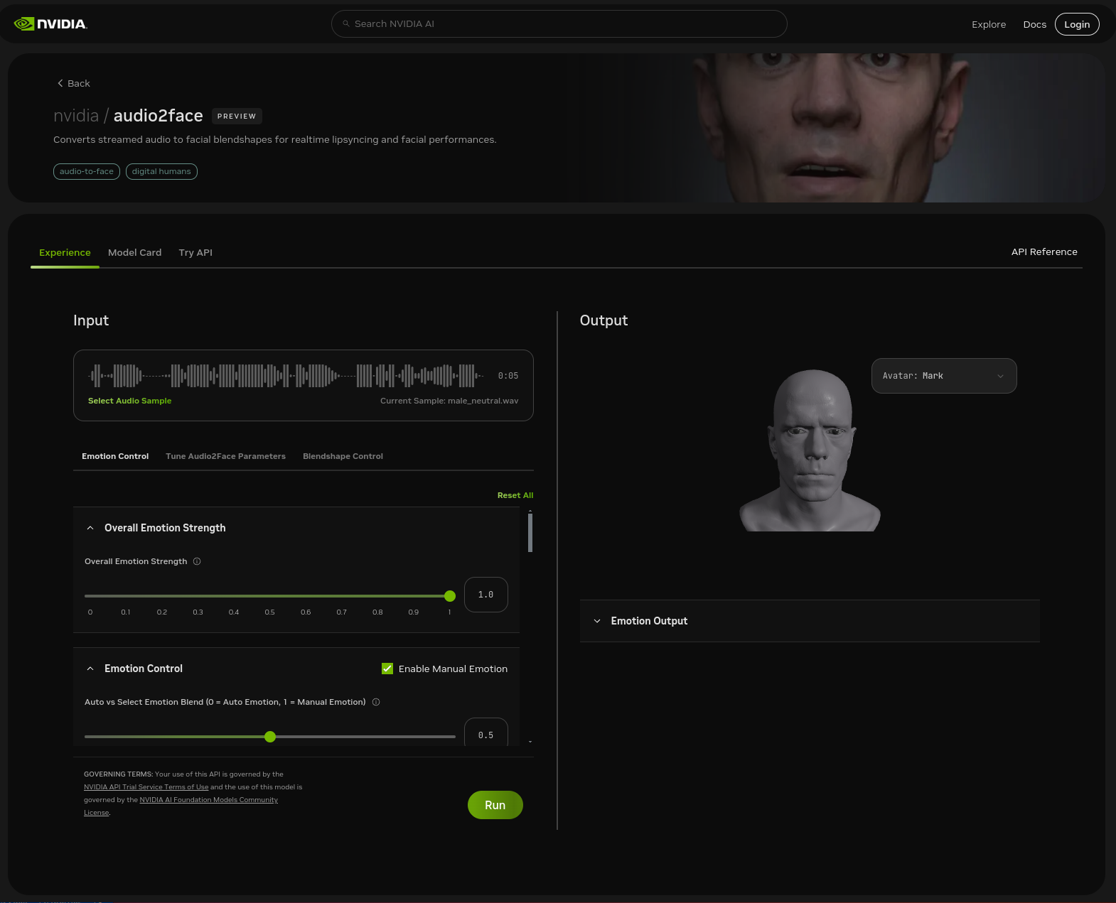 Try out the Audio2Face-3D NIM online now.