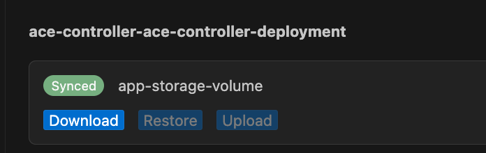 A screenshot of the ACE configurationator upload successful.
