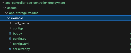 A screenshot of the ACE controller code exposed by the ACE Configurator.