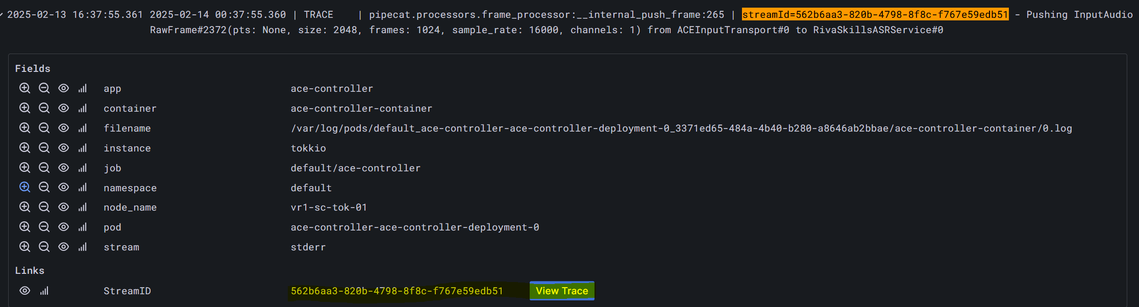 Log to Trace