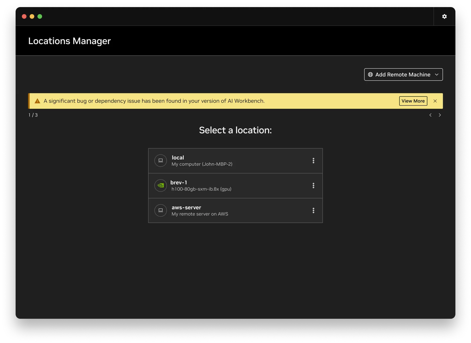 A screenshot of an Alert System Banner showing in the Locations Manager.