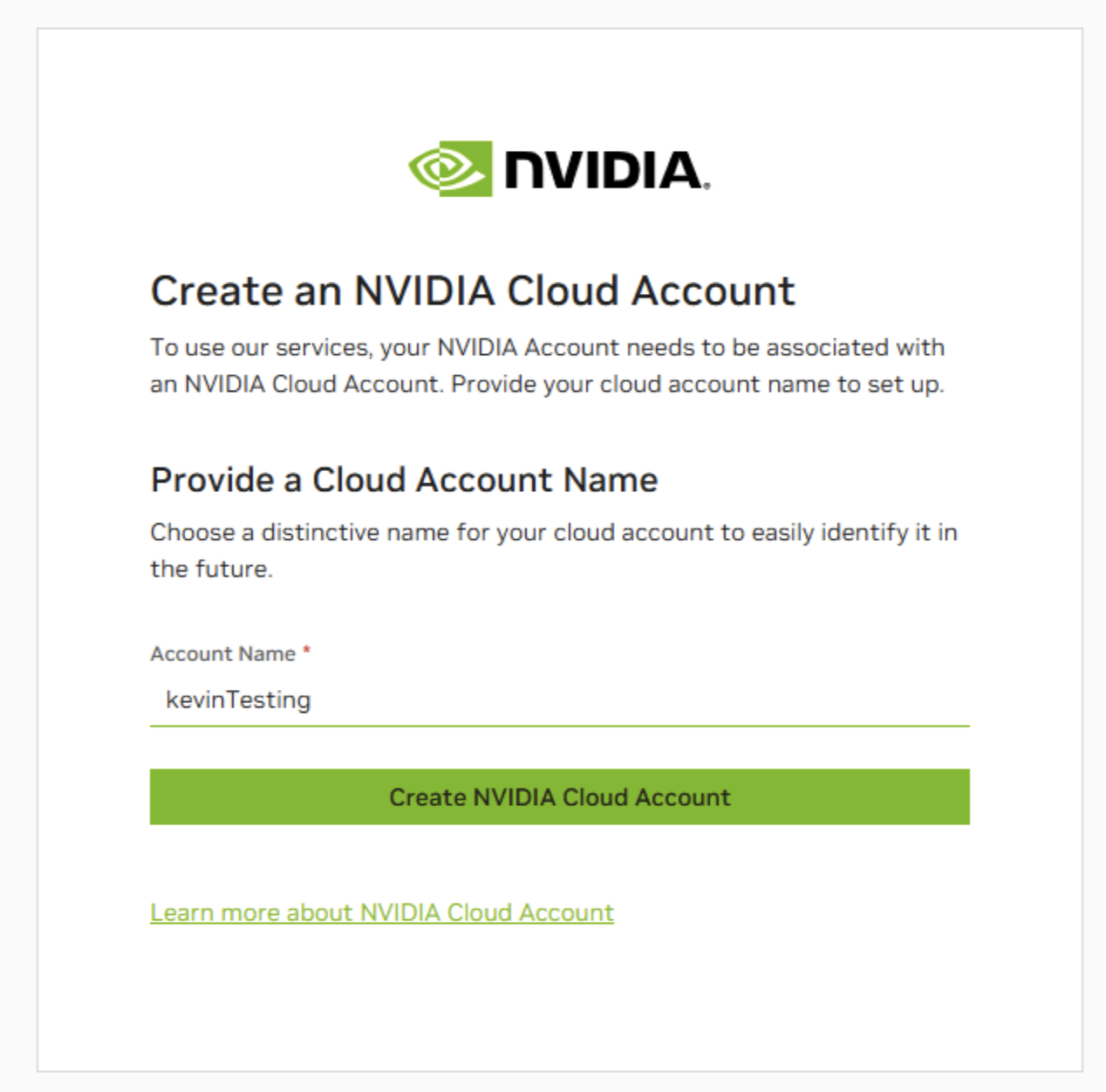 Create account