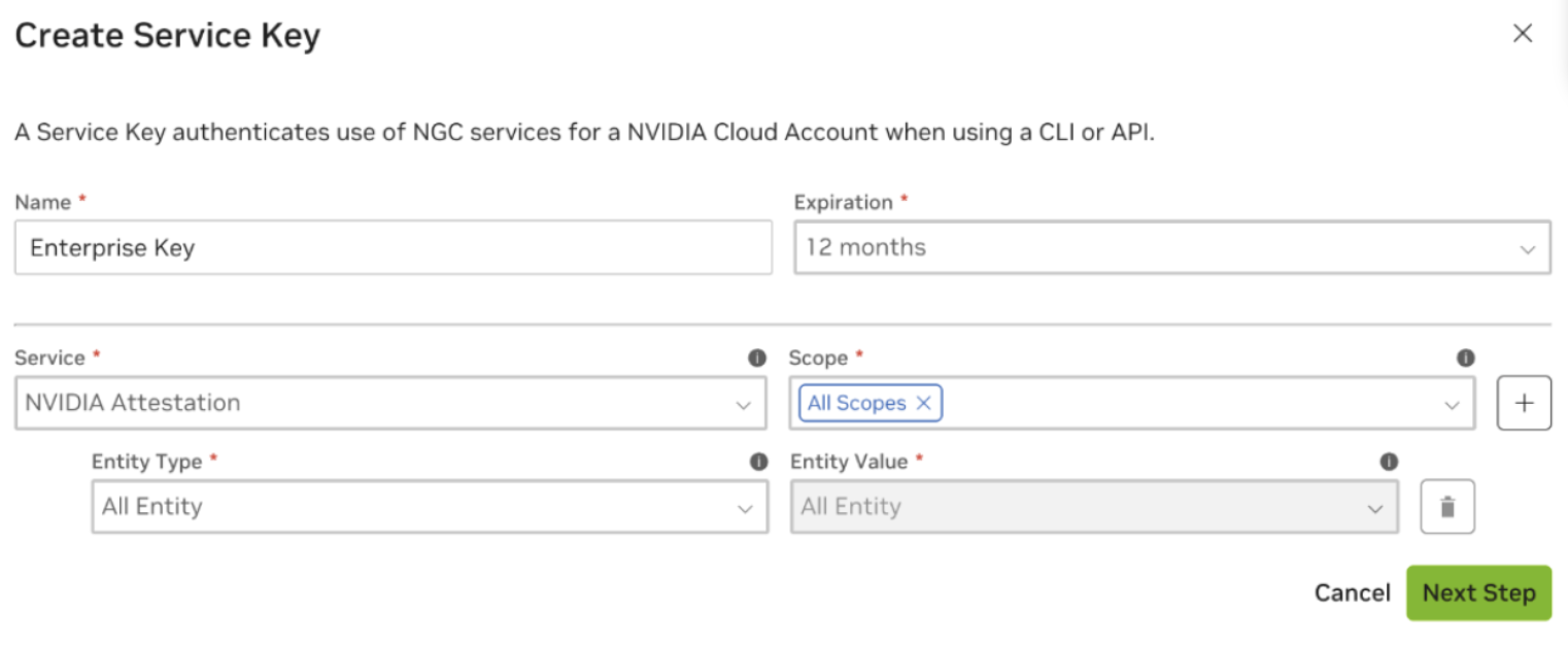 Create Service Key