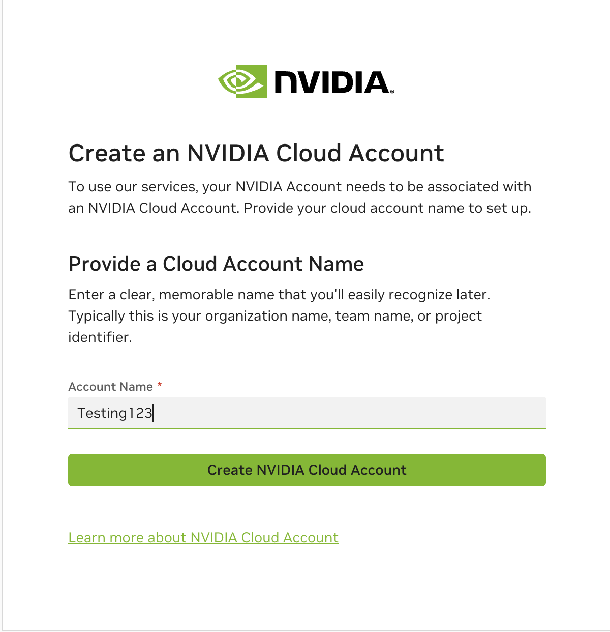 Create NVIDIA Cloud Account