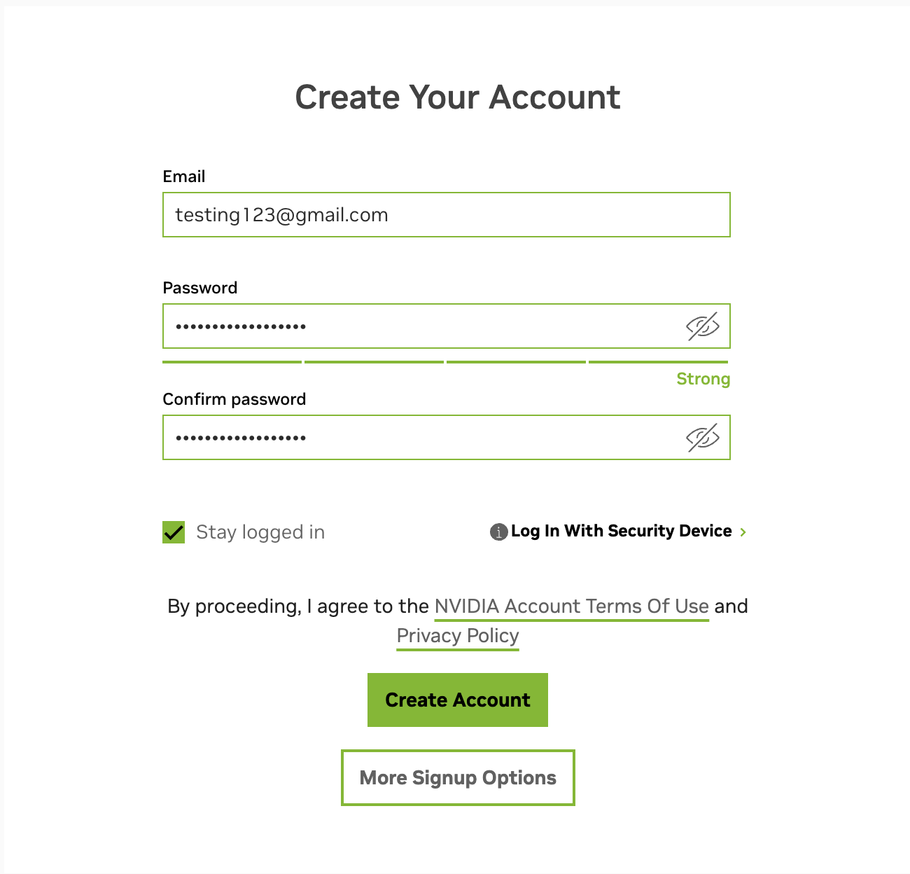 Create your account