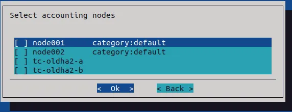 cm-wlm-setup selection of accounting nodes