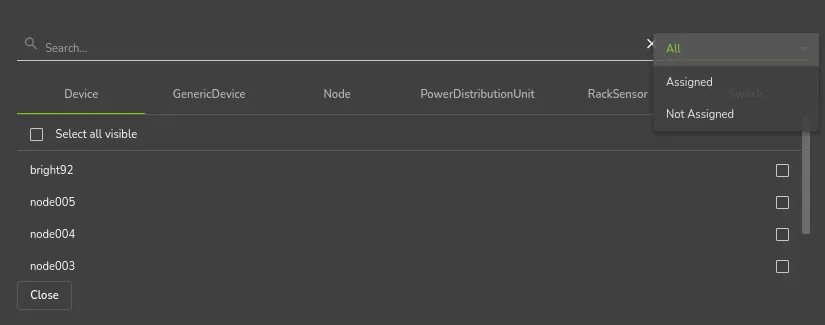 Base View Chassis Members Menu Options