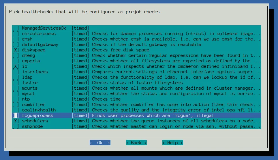 Prejob healthcheck selection in the cm-wlm-setup screen