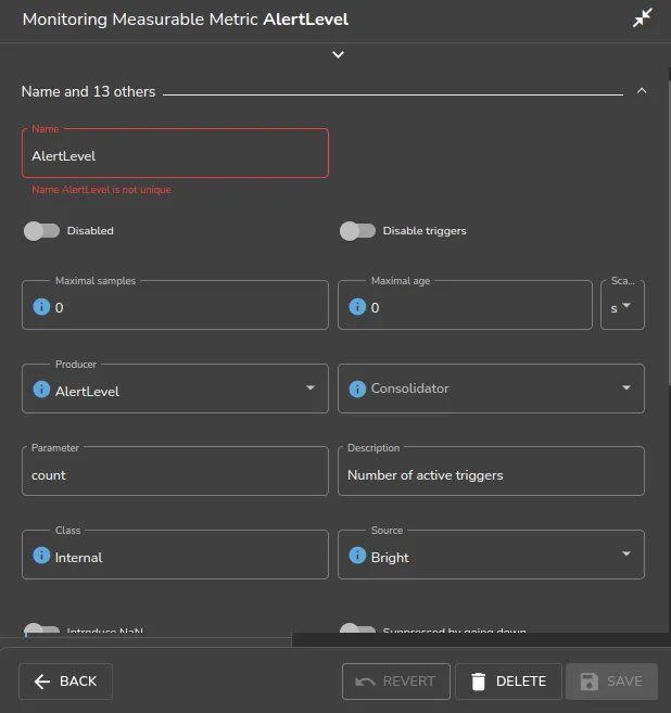 Base View Monitoring Configuration Measurables Options Subwindow