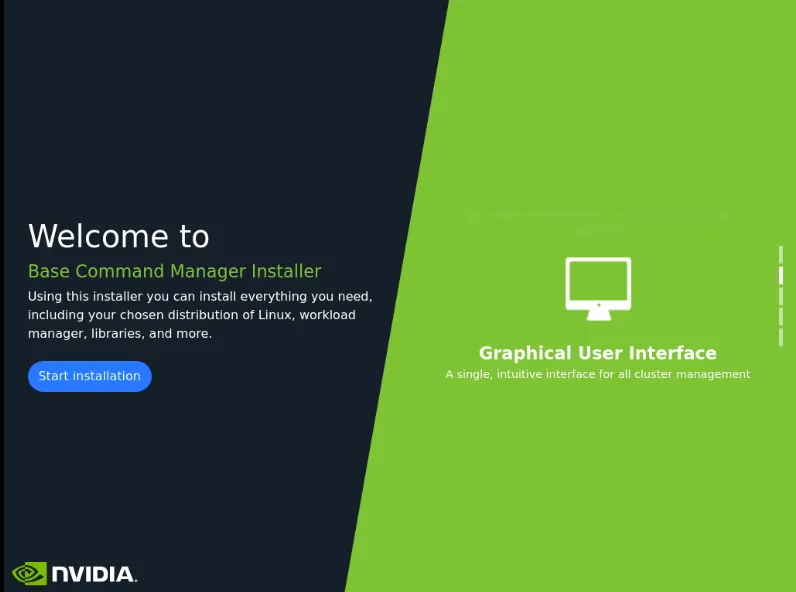 Installation welcome screen for BCM