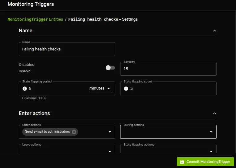 Base View Monitoring Configuration: Triggers