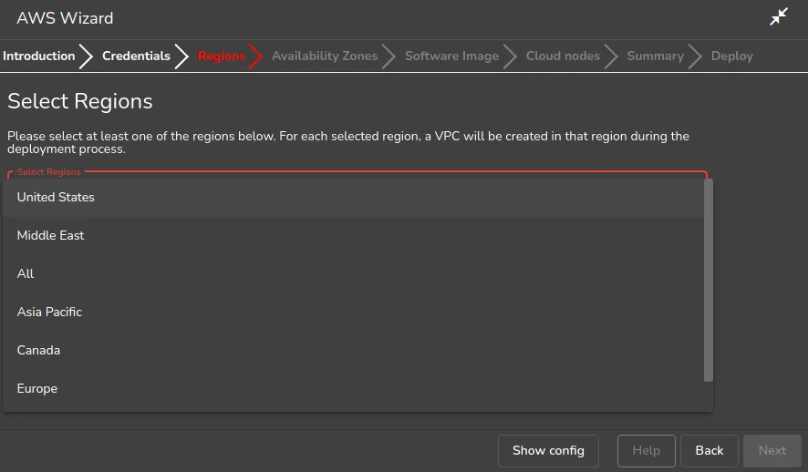 Selecting Regions With The Cluster Extension Wizard With Base View
