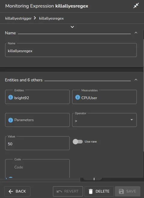 Base View Monitoring Configuration: Triggers Expression
