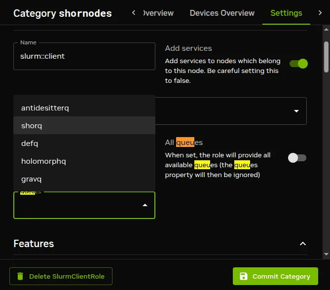 Setting a queue for a new category using Base View