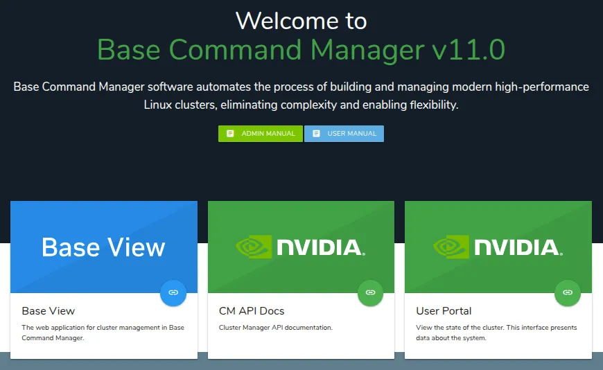 Head node hostname or IP address landing page at https://<host name or IP address>