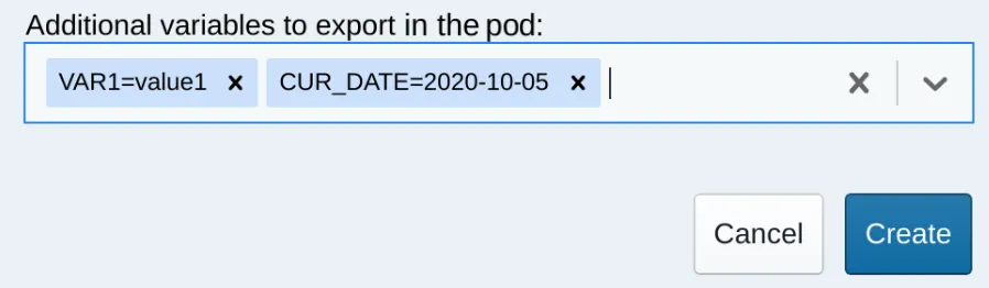 Environment variables are chosen in the kernel customization dialog