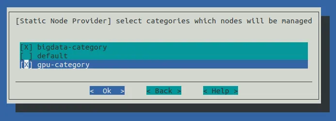 Auto Scaler Setup Categories Selection For Static Node Provider