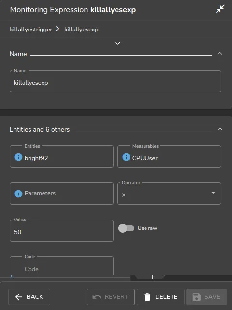 Base View Monitoring Configuration: Setting An Expression