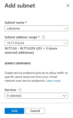 Creating IP Address Ranges In The IP Addresses Tab: Subnet Addition