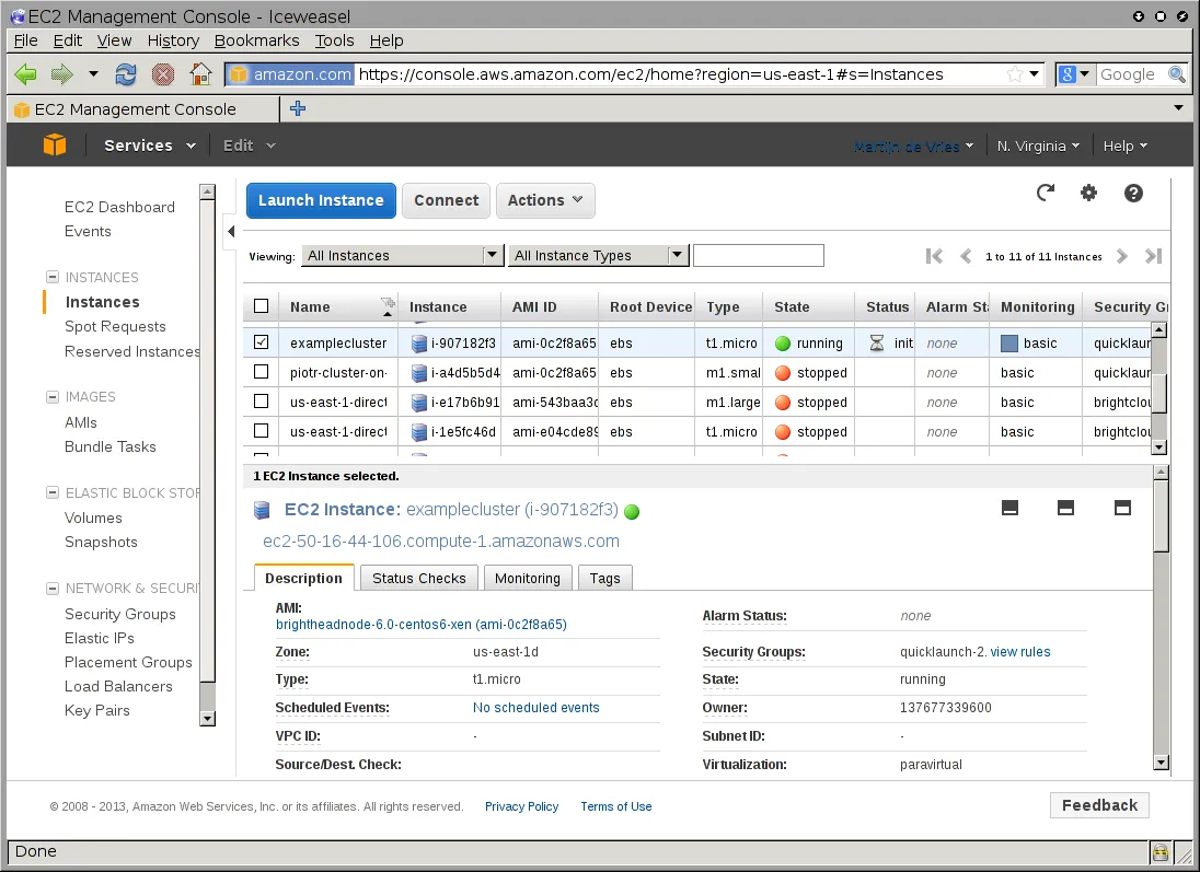 The EC2 Instances List