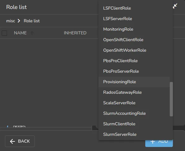 Base View: Setting A provisioning Role