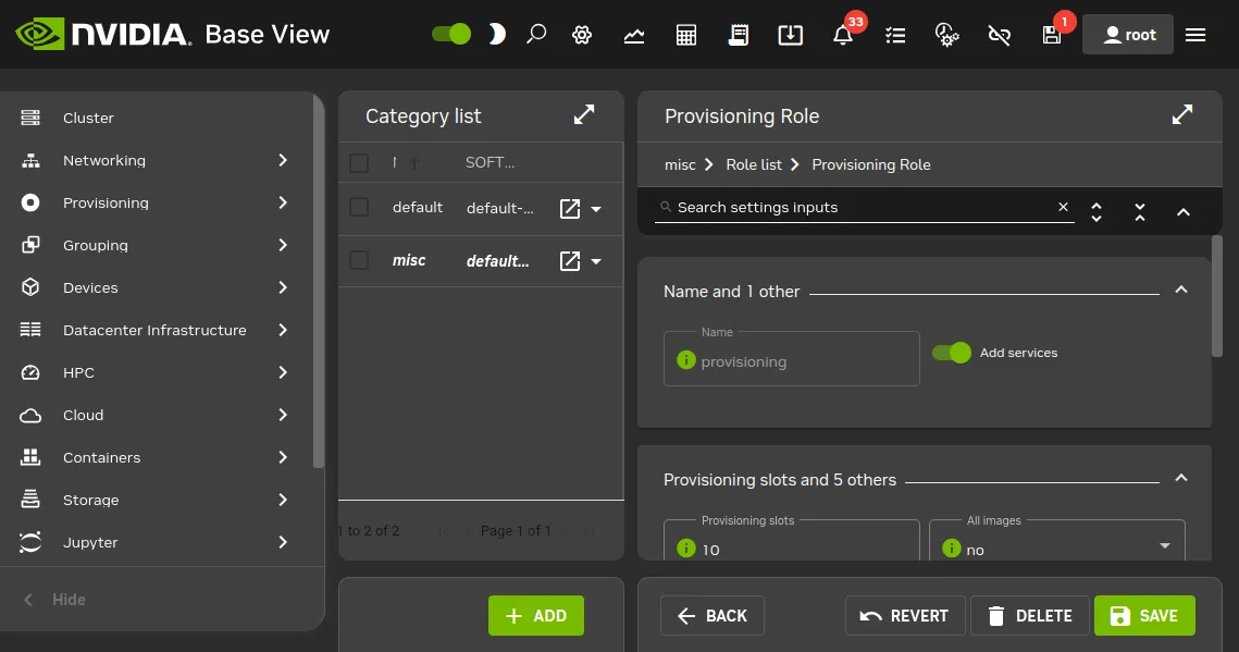 Base View: Configuring A provisioning Role