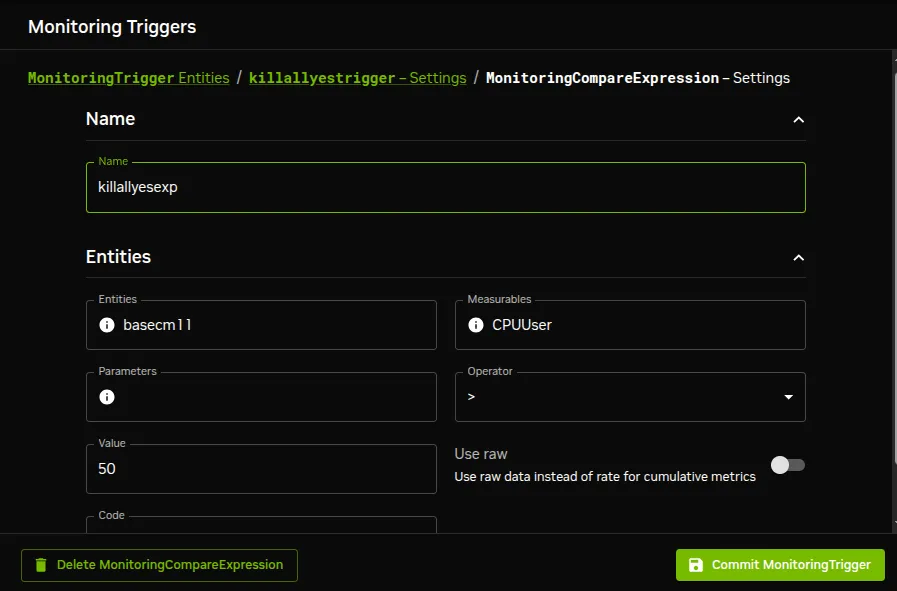 Base View Monitoring Configuration: Setting An Expression