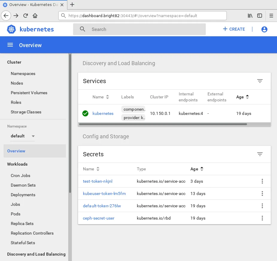 Kubernetes User Dashboard After Authentication