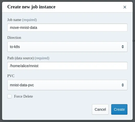 Jupyter Kubernetes Operators Manager: Data migration job creation for Spark example