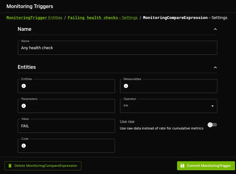 Base View Monitoring Configuration: Triggers Expression