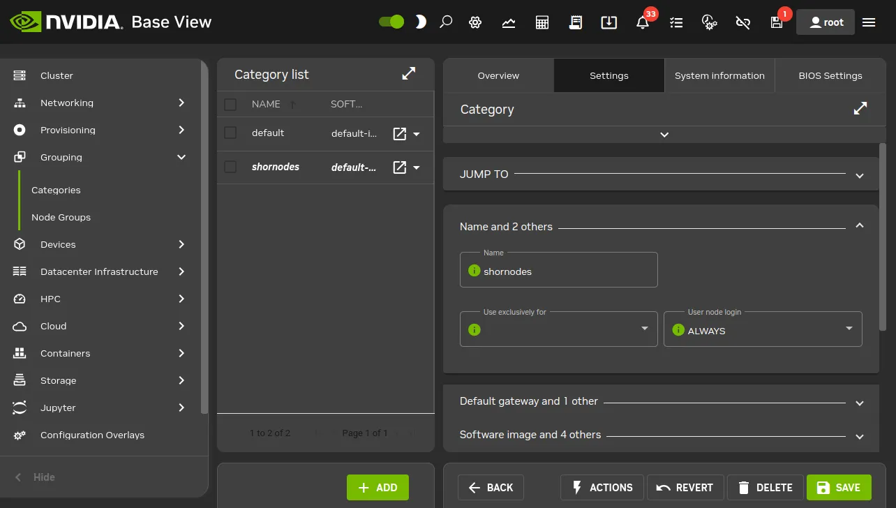 Adding a new category via Base View