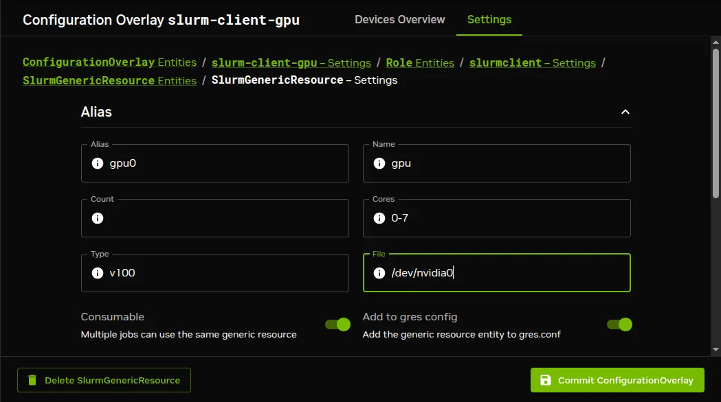 Base View access to NVIDIA GPU configuration options