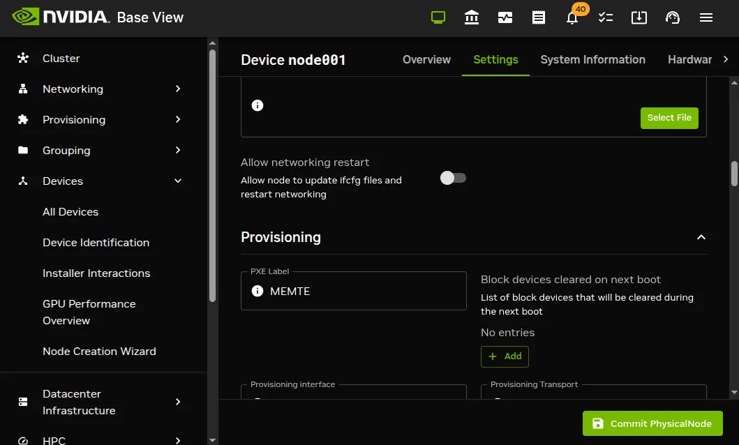 Base View PXE Label option