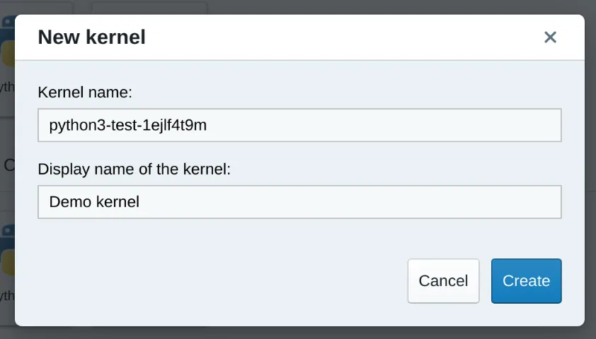 New kernel template dialog during template instantiation