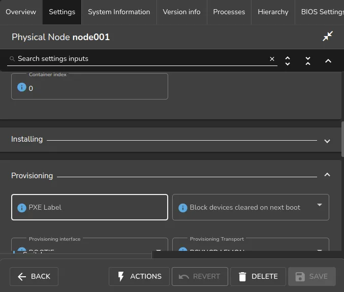Base View PXE Label option