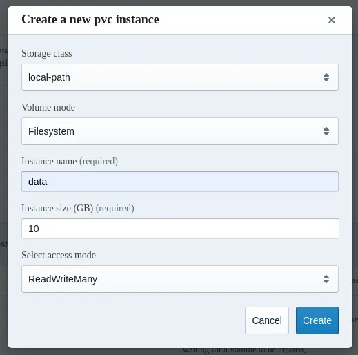 Jupyter Kubernetes Operators Manager: PVC creation