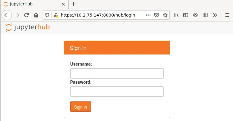 JupyterHub User Login Screen