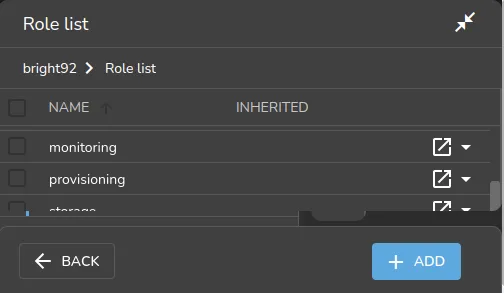Roles seen on head node in Base View