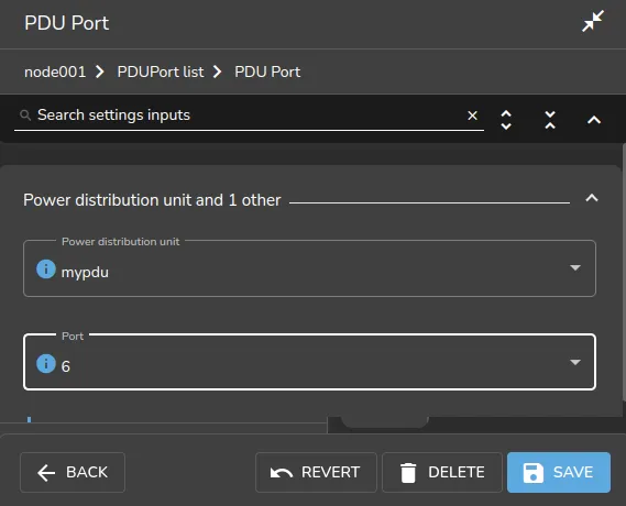 PDU configuration settings for a node