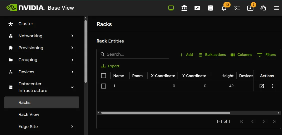 Rack list using Base View