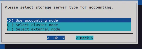 cm-wlm-setup selection of the type of node on which the Slurm accounting database runs