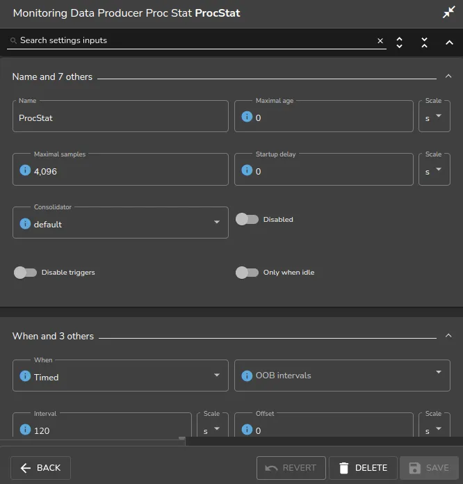 Base View Monitoring Configuration Data Producer: ProcStat